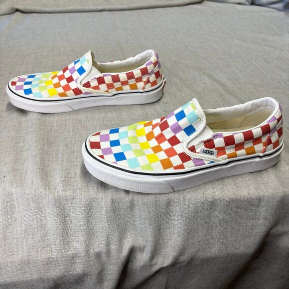 Vans Shoes - Vans Classic Slip On Checkerboard Skate Shoes Rainbow Canvas Women’s 8
